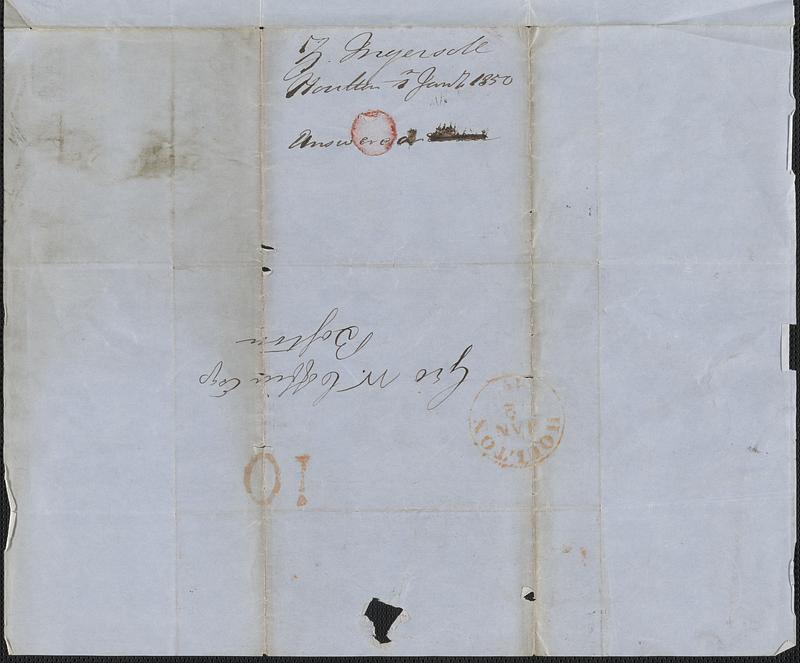 Zebulon Ingersoll to George Coffin, 1 January 1850