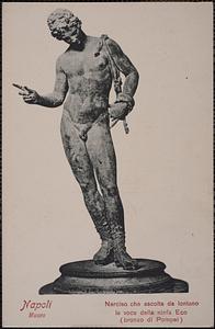 Napoli (Museo). Narciso che ascolta da lontano la voce della ninfa eco (bronzo di Pompei)