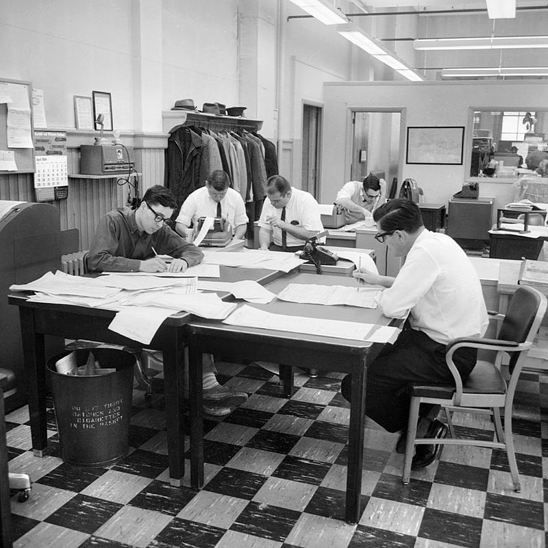 Tabulating election returns, Standard-Times Newspaper, New Bedford