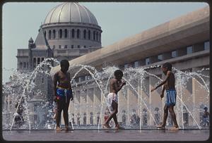 Cooling off in the reflecting pool, Christian Science Center