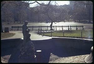 A sculpture looking toward Boston Public Garden lagoon