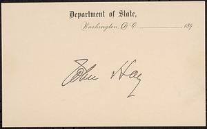 Autograph of John Hay