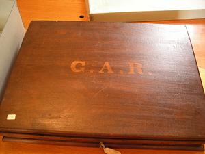 Wooden box with initials G.A.R.