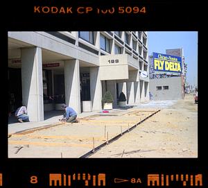 Sidewalk construction, Church Park Apartments, Massachusetts Avenue, Boston