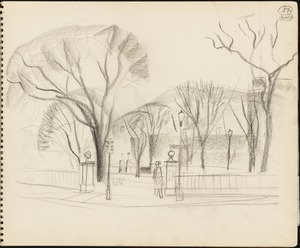 Sketch of the entrance to the Boston Public Garden