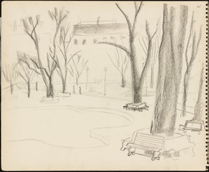 Sketch of Boston Public Garden and lagoon