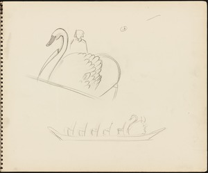 Sketches of swan boats