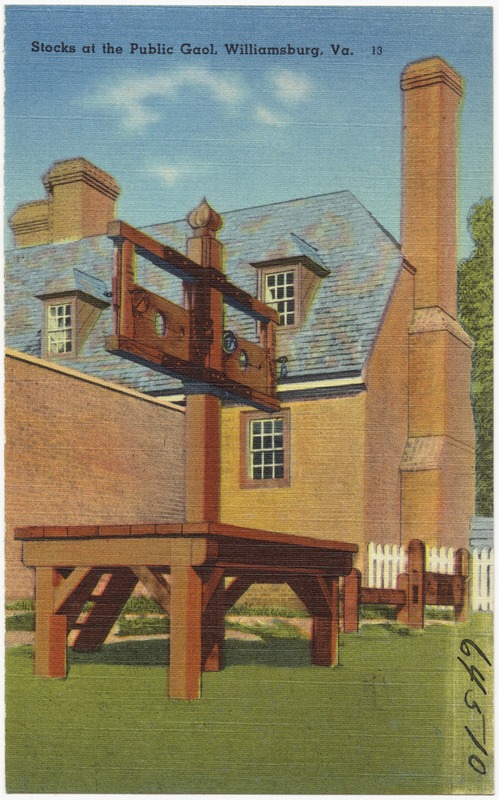 Stocks at the Public Gaol, Williamsburg, Va.