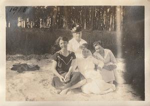 Harriet Thoms Chase and women on beach, probably Yarmouth, Mass.