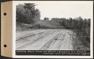 Contract No. 82, Constructing Quabbin Hill Road, Ware, looking back from Sta. 98+50, Ware, Mass., Jun. 21, 1939