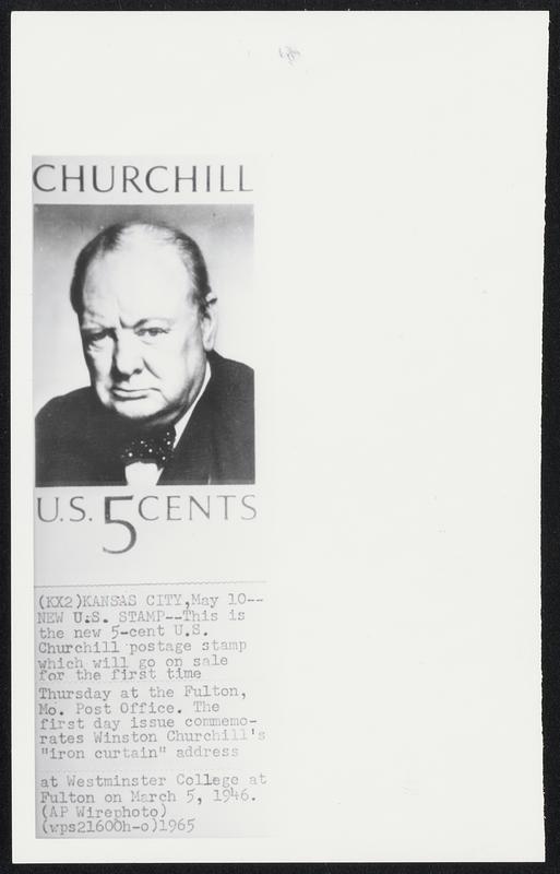 This is the new 5-cent U.S. Churchill postage stamp which will go on ...