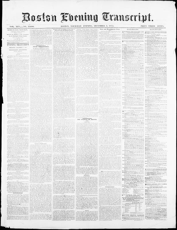 Boston Evening Transcript. December 05, 1872 - Digital Commonwealth