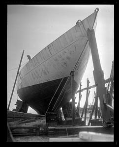 Racing yacht Yankee on the stays at Lawley's in Neponset