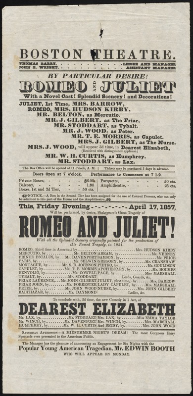 Romeo and Juliet ; Dearest Elizabeth