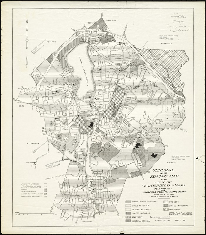 General and zoning map for town of Wakefield Mass.