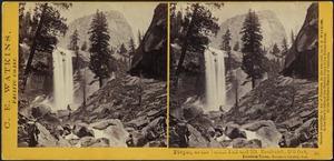 Piwyac, or the Vernal Fall and Mt. Broderick, 300 feet, Yosemite Valley, Mariposa County, Cal.