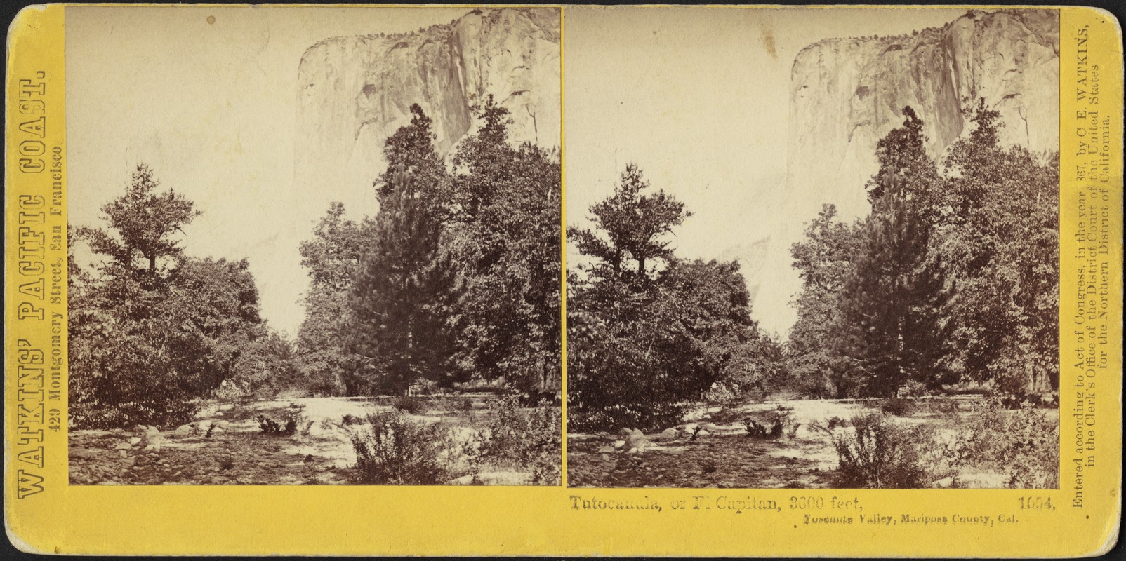 Tutocanula, or El Capitan, 3600 feet, Yosemite Valley, Mariposa County, Cal.