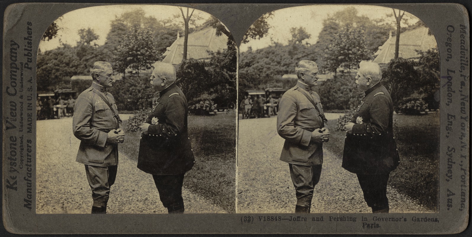 Joffre and Pershing in Governor's Gardens, Paris