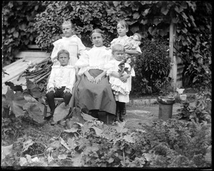 Five children in a garden