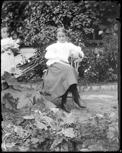 Elsie Schenker in a yard