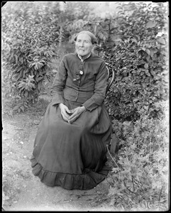 Fredricka Greunert sitting in a the garden