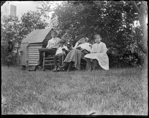Four Wilhelm children in the yard