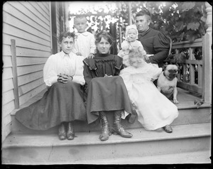 Franziska Greunert Wilhelm and five children on a porch