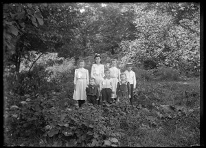 Seven children in a meadow