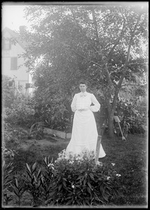 Woman in a flower garden