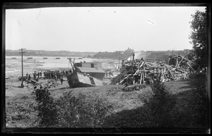 Train wreck on the bank of the Connecticut River near the Holyoke Dam