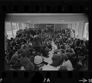 Sympathizers stage sit-in at Brandeis University administration building during Black student protest