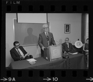 Albert D. O'Connor, Regional Director of the Office of Emergency Preparedness, speaking at a press conference on progress report on the wage price rent freeze