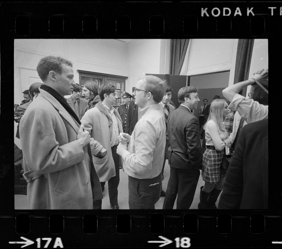 Student demonstrators in MIT President Johnson's office staging a sit-in