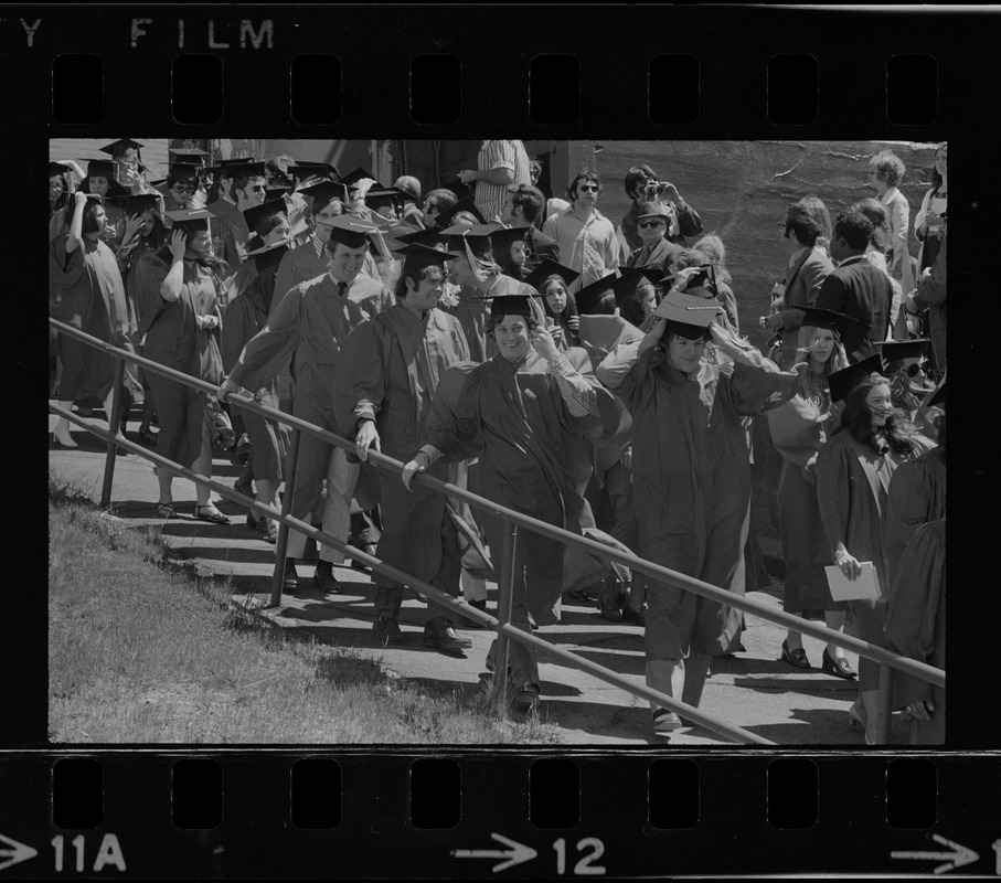 Boston University graduates in procession during commencement ceremony