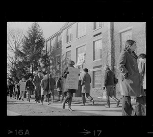 Brandeis University students protesting outside Ford Hall in support of the occupying students during sit-in