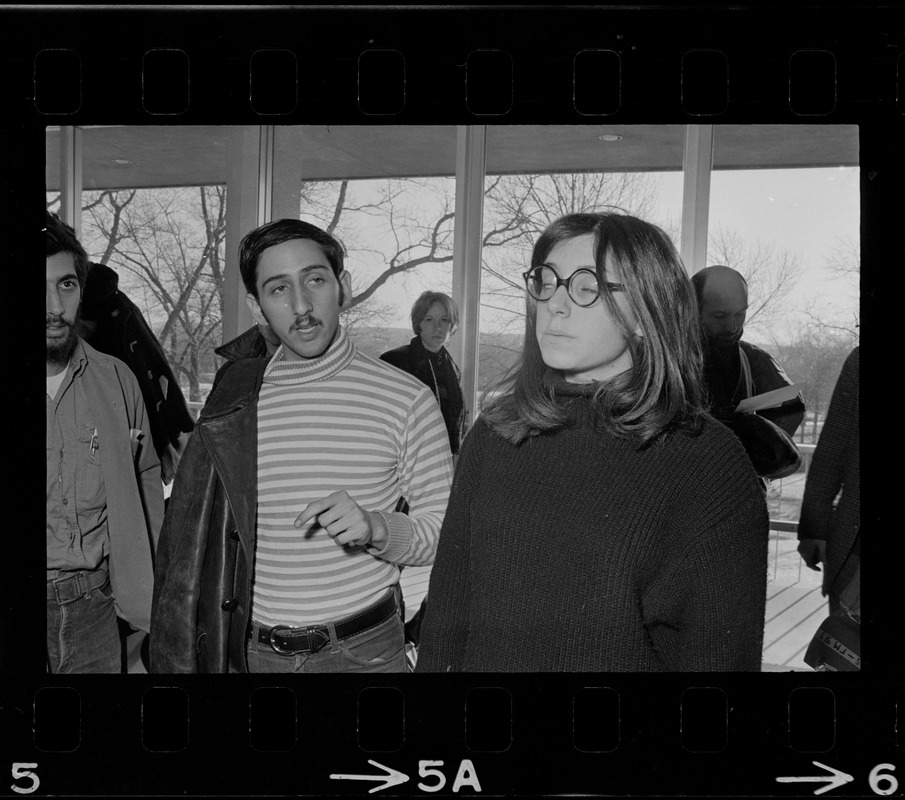 Brandeis University students and others gathered inside Bernstein-Marcus Administration Center during sit-in