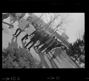 Brandeis University students protesting outside Ford Hall in support of the occupying students during sit-in