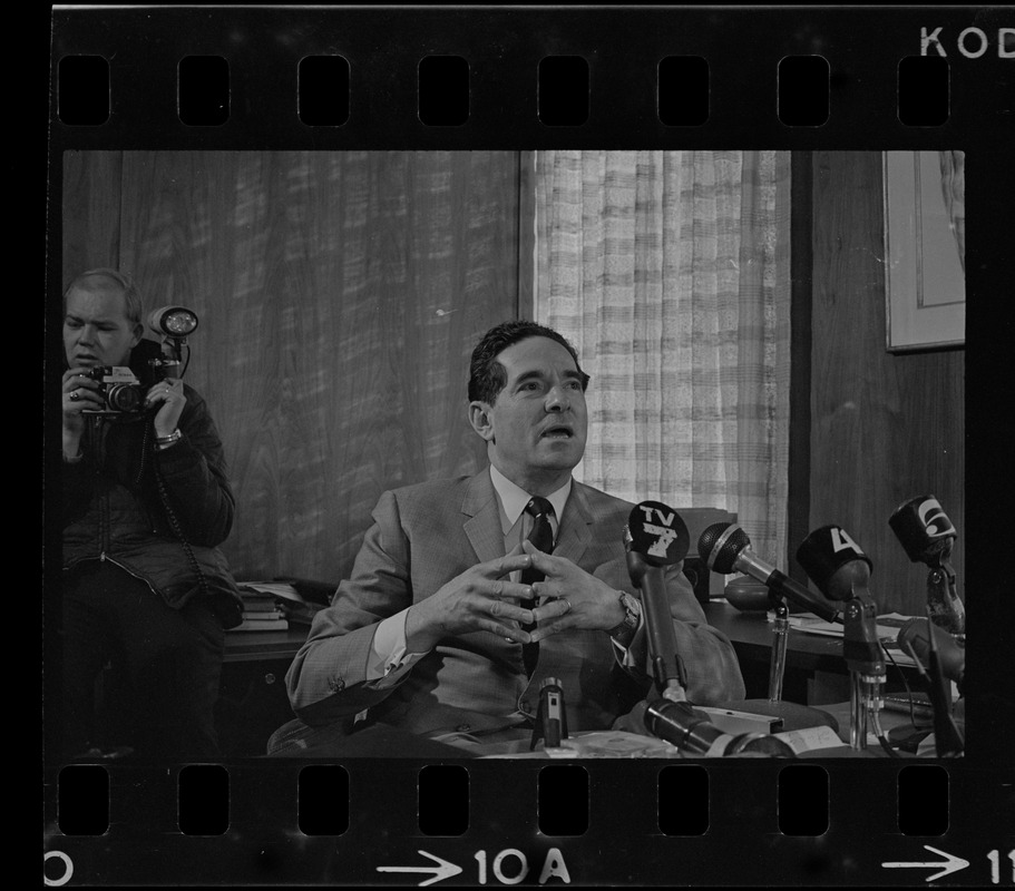 Brandeis University President Morris Abram Conducting A Press ...