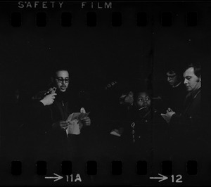 Randall Bailey speaks outside of Ford Hall during Brandeis University sit-in