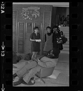 Brandeis University students seen in Bernstein-Marcus Administration Center in support of occupying Ford Hall students during sit-in