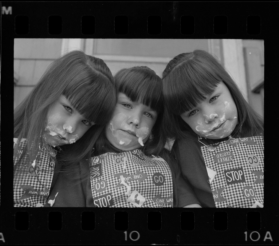 Sherry, Terry and Kelly Henderson, triplets of Everett, celebrating their sixth birthday at their home in Bow Street