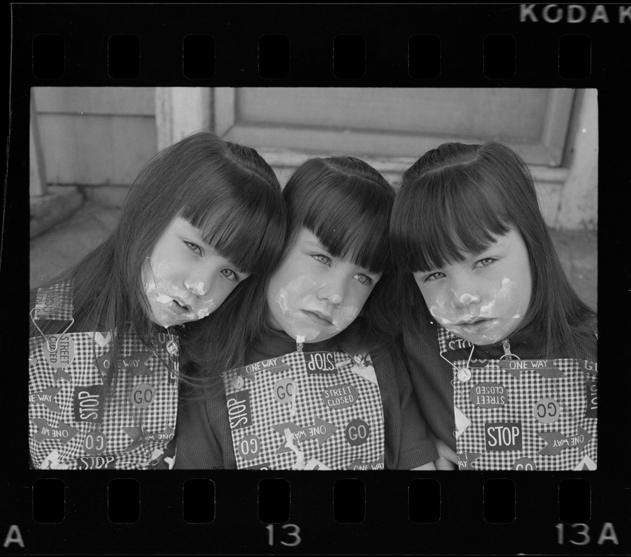 Sherry, Terry and Kelly Henderson, triplets of Everett, celebrating their sixth birthday at their home in Bow Street