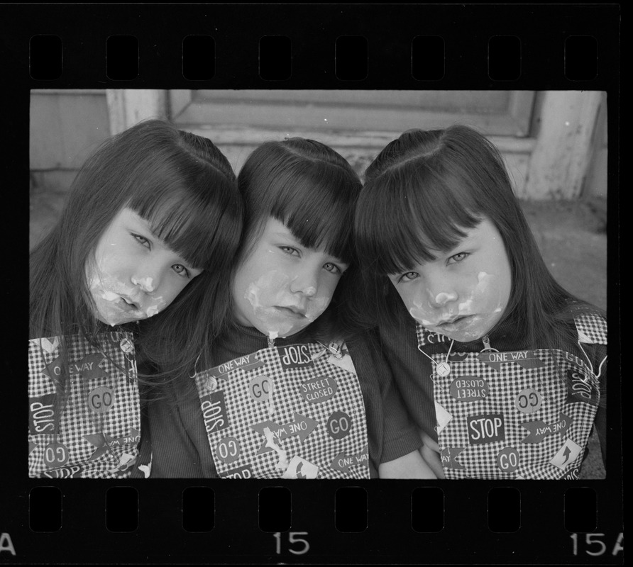 Sherry, Terry and Kelly Henderson, triplets of Everett, celebrating their sixth birthday at their home in Bow Street