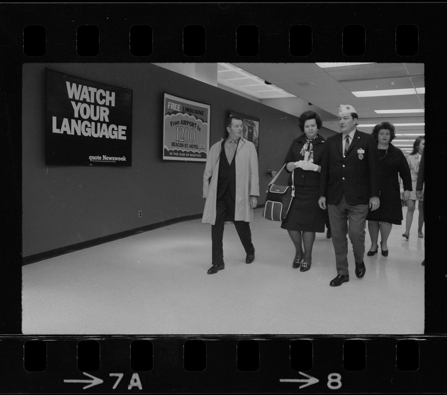 Rep. Louise Day Hicks at Logan Airport for her departure on a two week inspection trip Vietnam