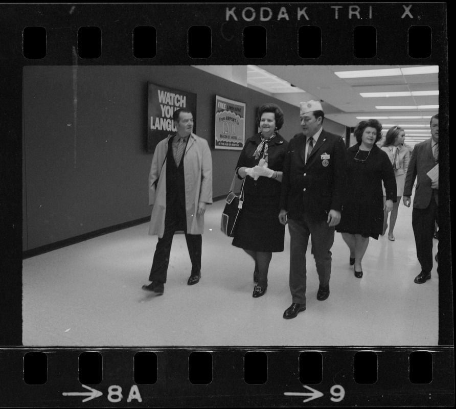 Rep. Louise Day Hicks at Logan Airport for her departure on a two week inspection trip Vietnam