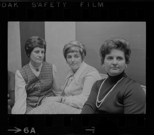 Expressing confidence in planned letter-writing campaign to insure humane treatment by North Vietnam for their husbands, believed to be POWs are (l. to r.) Mrs. Theresa Getchell of Buzzards Bay, Mrs. Maureen Dunn of Randolph and Mrs. Margaret Lengyel of Peabody
