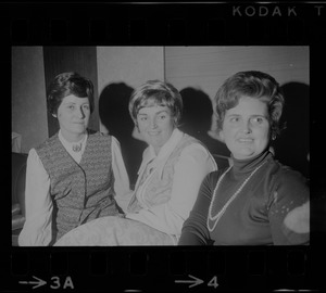 Expressing confidence in planned letter-writing campaign to insure humane treatment by North Vietnam for their husbands, believed to be POWs are (l. to r.) Mrs. Theresa Getchell of Buzzards Bay, Mrs. Maureen Dunn of Randolph and Mrs. Margaret Lengyel of Peabody