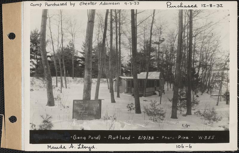 Maude A. Lloyd, Camp, Long Pond, Rutland, Mass., Feb. 9, 1932 - Digital ...