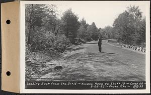 Contract No. 60, Access Roads to Shaft 12, Quabbin Aqueduct, Hardwick and Greenwich, looking back from Sta. 31+15, Greenwich and Hardwick, Mass., Sep. 28, 1938