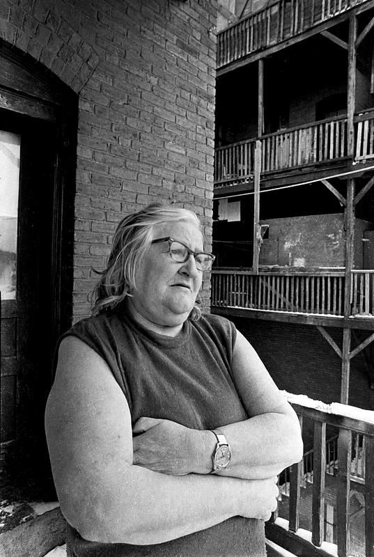 Lady back porch, Clinton, Mass.